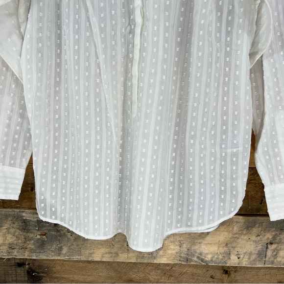 J. Crew Point Sur Ruffle Classic Popover Shirt in Clipdot in White Size 0 - Picture 3 of 9